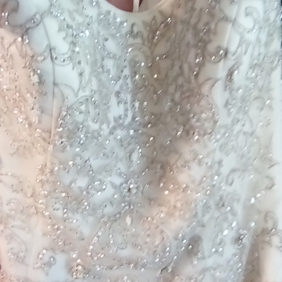 Oleg Cassini wedding dress white lace rhinestones size 12 with tag like new - Picture 2 of 7